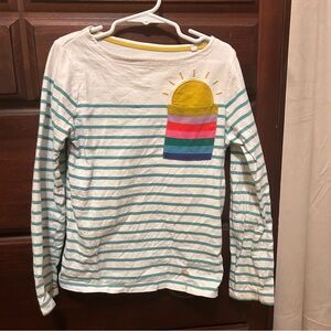 Boden Kids Long Sleeve Shirt with Sun and Rainbow Pocket